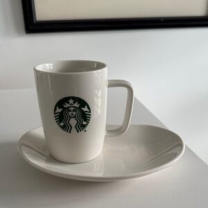 Starbucks Classic White Mug (2018) and Saucer (2004)
